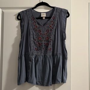Embroidered Floral Tank Top